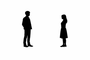 シンプルなシルエット(男女の距離)