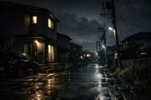 夜の住宅・緊張感あるイメージ