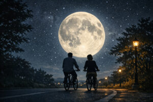 月夜のサイクリングのイメージ