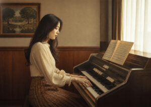 エレクトーンを演奏する女性イメージ